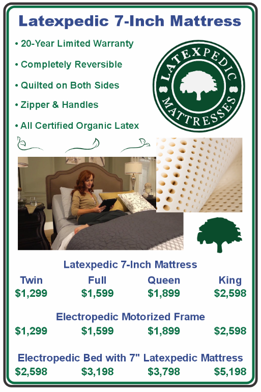 7-inch latex mattress for adjustable beds