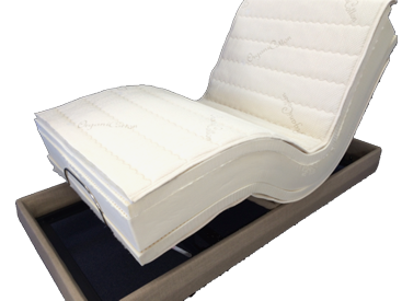 Organic natural latex mattress on an electric adjustable bed